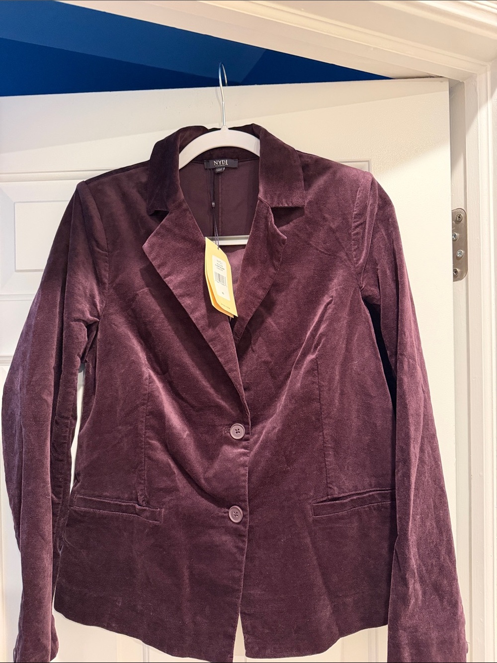 NYDJ Eggplant Classic Velvet Blazer Jacket